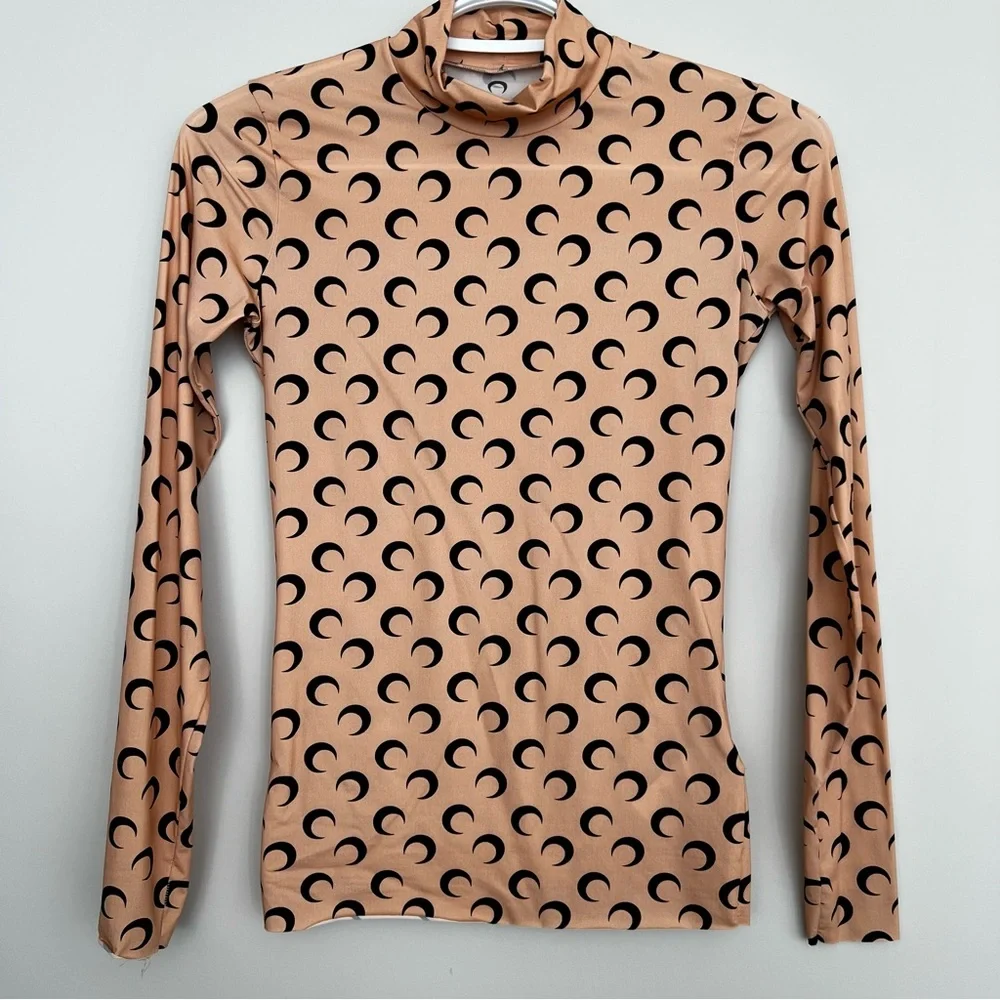 MARINE SERRE β’ Moon Print Turtleneck Second Skin Top - Picture 15 of 16